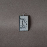 Red Flamingo, vintage 1930s dictionary illustration, upcycled to soldered glass pendant