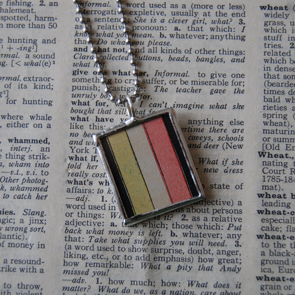 Iran / Perisa, vintage 1940s atlas with map and flag, upcycled hand soldered glass pendant