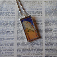 Zion National Park travel poster, upcycled hand soldered glass pendant