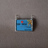 1 San Diego California, vintage map, hand-soldered glass pendant