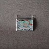 San Diego California, vintage map, hand-soldered glass pendant