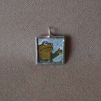 Frog and Toad, vintage children's book illustrations, hand-soldered glass pendant