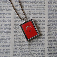 Turkey, vintage 1940s atlas with map and flag, upcycled hand soldered glass pendant