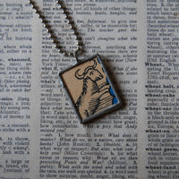 Taurus, bull, ram, vintage illustration, up-cycled to hand-soldered glass pendant