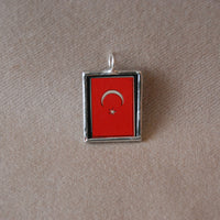 Turkey, vintage 1940s atlas with map and flag, upcycled hand soldered glass pendant