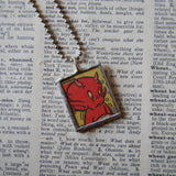 Hot Stuff the Devil, original vintage 1970s comic book illustrations, upcycled to soldered glass pendant