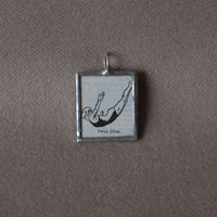 Swan Dive, vintage 1940s dictionary illustration, hand-soldered glass pendant