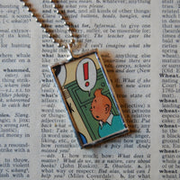 Tintin, original vintage 1960s book illustrations, upcycled to soldered glass pendant