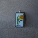 Carnation, daffodil, original illustrations from vintage Richard Scarry book, up-cycled to soldered glass pendant