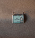 San Francisco California, vintage map, hand-soldered glass pendant