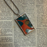 The Snowy Day, vintage children's book illustrations, upcycled to soldered glass pendant