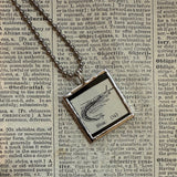 Slug vintage dictionary illustration, up-cycled to soldered glass pendant