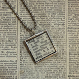 Slug vintage dictionary illustration, up-cycled to soldered glass pendant