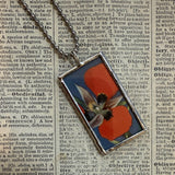 Wild orchid, flowering cactus vintage 1940s vintage field guide illustrations, up-cycled to soldered glass pendant
