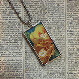 Wild orchid, flowering cactus vintage 1940s vintage field guide illustrations, up-cycled to soldered glass pendant
