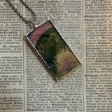 Gustave Bauman, Santa Fe,  plein air painting, upcycled to hand-soldered glass pendant