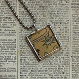 Huh? Urp! onomatopoeia, vintage comic book illustration, upcycled to soldered glass pendant
