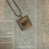Huh? Urp! onomatopoeia, vintage comic book illustration, upcycled to soldered glass pendant