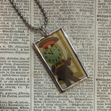 London Underground, vintage travel poster images, upcycled hand soldered glass pendant