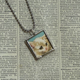 Cat, Kitten, Kitty, vintage illustrations, up-cycled to soldered glass pendant