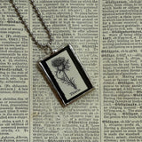 Thistle vintage botanical dictionary illustration, upcycled to soldered glass pendant