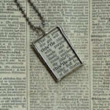 Thistle vintage botanical dictionary illustration, upcycled to soldered glass pendant