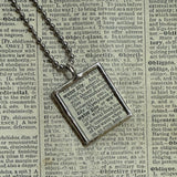 Water lily, vintage botanical dictionary illustration, upcycled to soldered glass pendant