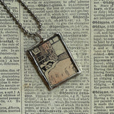 Morning bird, sleepyheads vintage 1930s children's book illustrations upcycled to soldered glass pendant