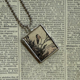 Morning bird, sleepyheads vintage 1930s children's book illustrations upcycled to soldered glass pendant