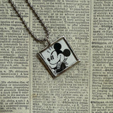 00Mickey Mouse, vintage illustrations, up-cycled to soldered glass pendant
