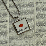 Gumdrop, jelly bean, original illustrations from vintage Richard Scarry book, up-cycled to soldered glass pendant