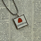 Gumdrop, jelly bean, original illustrations from vintage Richard Scarry book, up-cycled to soldered glass pendant