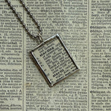 Starling, vintage 1930s dictionary illustration, hand-soldered glass pendant