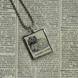Yorkshire Terrier dog, vintage 1930s dictionary illustration, up-cycled to hand-soldered glass pendant