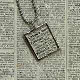 Yorkshire Terrier dog, vintage 1930s dictionary illustration, up-cycled to hand-soldered glass pendant