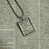 Boston Terrier dog, vintage 1930s dictionary illustration, up-cycled to hand-soldered glass pendant