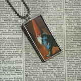 Gnomes, vintage children's book illustration up-cycled to soldered glass pendant