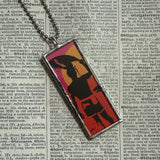 Endless Summer Surfers , vintage movie poster images, upcycled hand soldered glass pendant