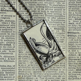 Giant Squid, Kracken, vintage children's book illustrations, up-cycled to hand soldered glass pendant