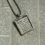 Grapes, vintage botanical dictionary illustration, upcycled to soldered glass pendant