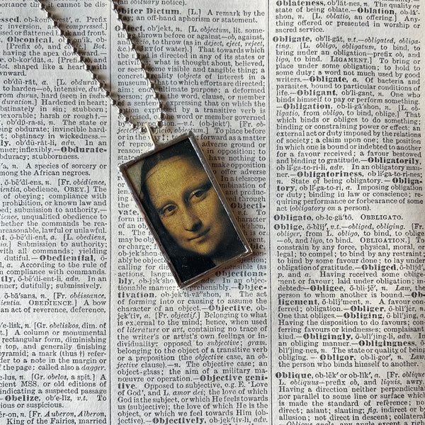 Mona Lisa, art history, 2-sided hand soldered glass pendant