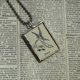 Fairy, vintage dictionary illustration, hand soldered glass pendant, upcycled to soldered glass pendant