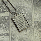 Fairy, vintage dictionary illustration, hand soldered glass pendant, upcycled to soldered glass pendant