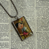 Pinocchio, vintage illustrations, up-cycled to soldered glass pendant