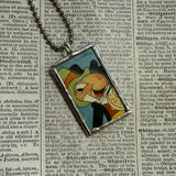 Pinocchio, vintage illustrations, up-cycled to soldered glass pendant