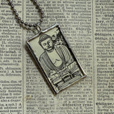 Buddha, vintage illustrations upcycled to soldered glass pendant