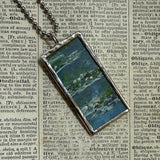 Claude Monet, Haystacks, Waterlilies, upcycled to soldered glass pendant