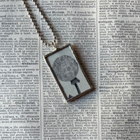 Dandelion, vintage botanical dictionary illustration, upcycled to soldered glass pendant