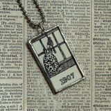 Gorey Cats vintage book illustrations, hand-soldered glass pendant