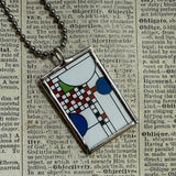 Frank Lloyd Wright stained glass, upcycled to hand soldered glass pendant
